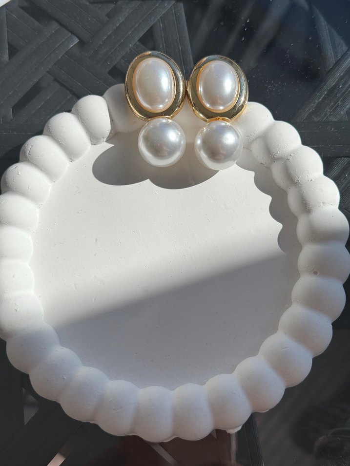 Beyaz İnci Detaylı Midi Küpe - Görsel 2