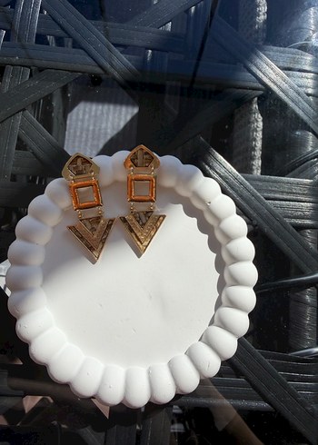 Mini Altın Boncuklu Bohem Küpe - Görsel 2