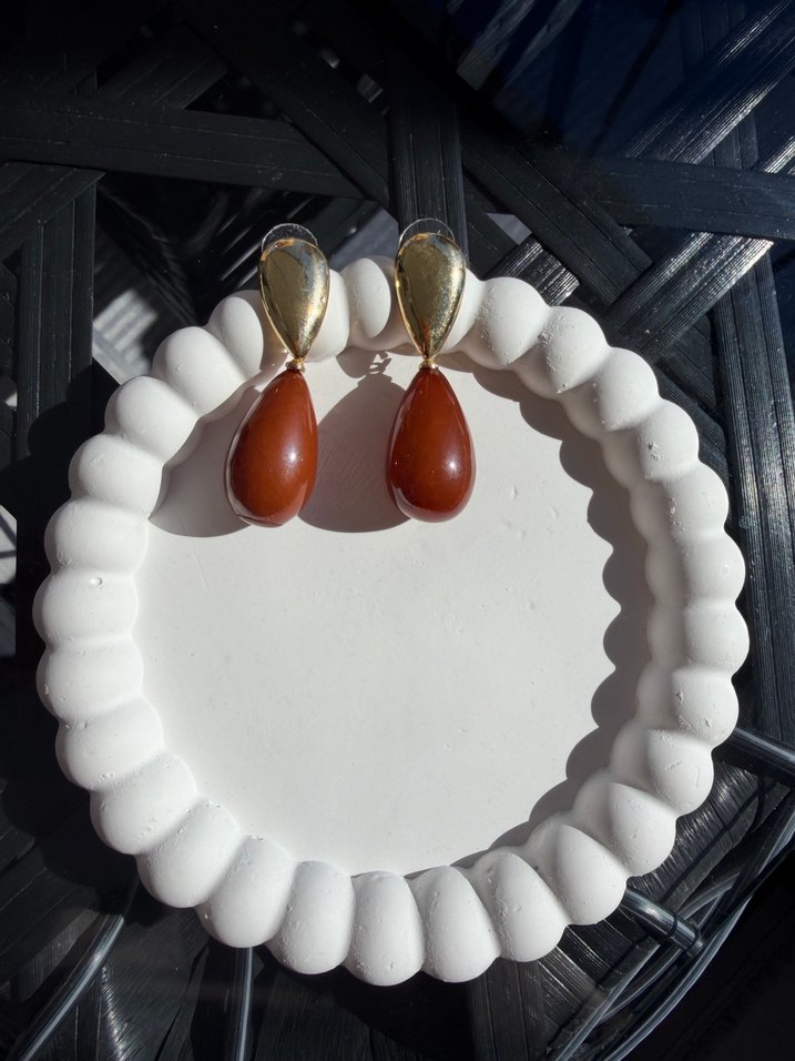 Bej Boncuklu Kısa Bohem Küpeler - Görsel 2