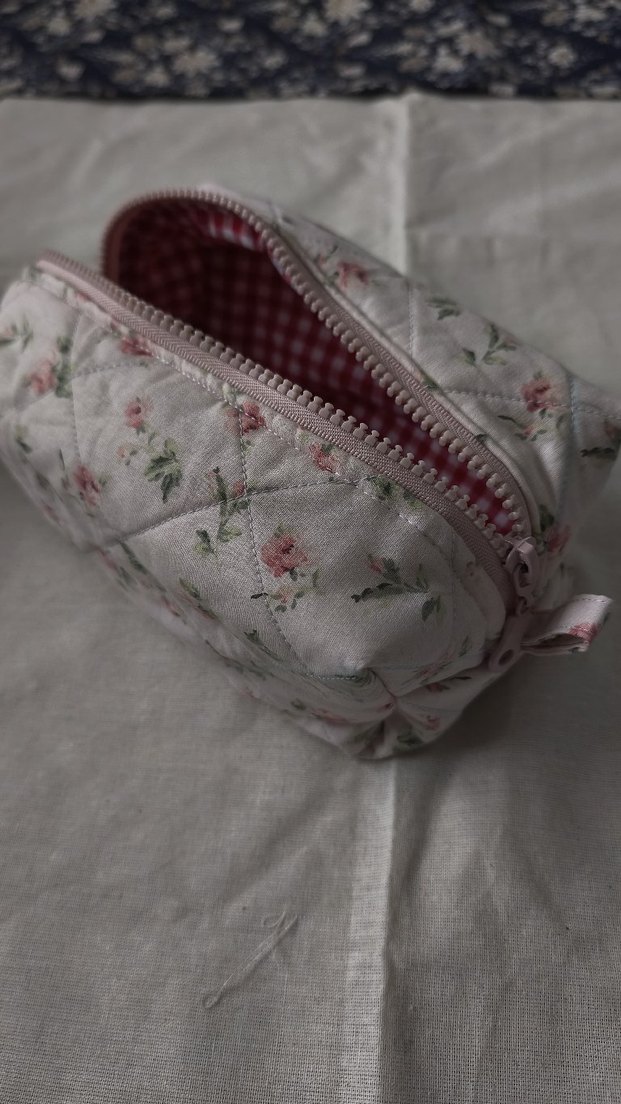 Pembe Vintage Kadın Makyaj Çantası - Görsel 5