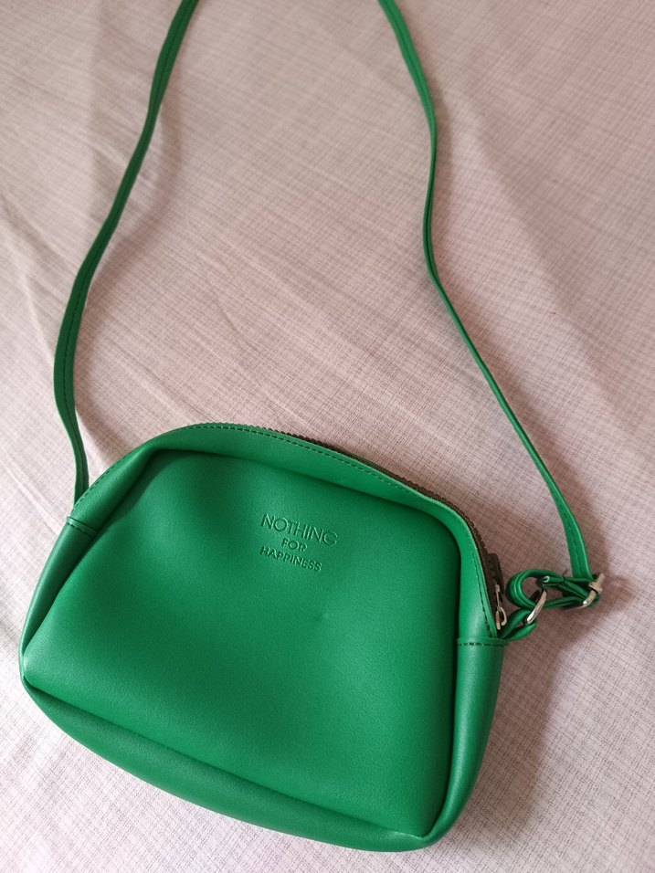Minimalist Yeşil Deri Kadın Çapraz Çanta Nothing - Görsel 3