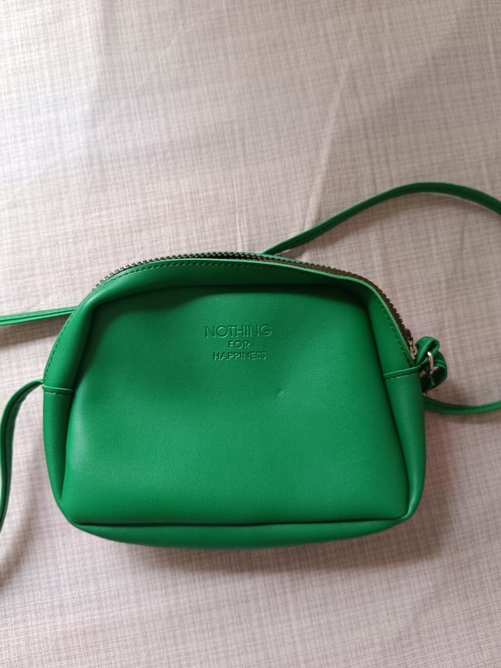 Minimalist Yeşil Deri Kadın Çapraz Çanta Nothing - Görsel 2