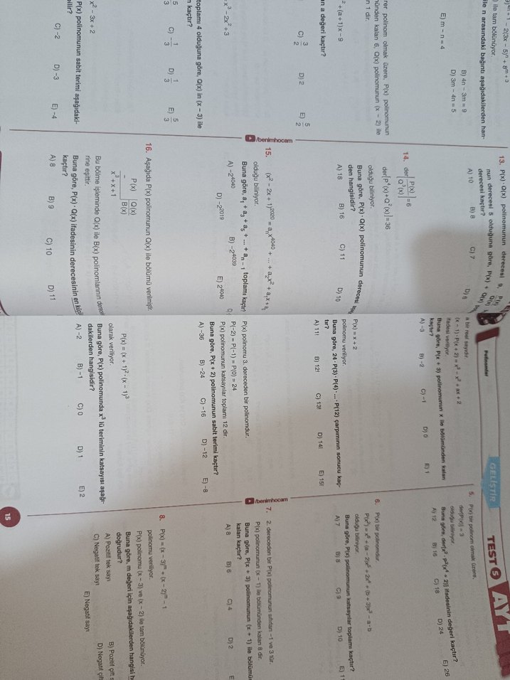 2022 Benim Hocam AYT Matematik Soru Bankası - Görsel 4