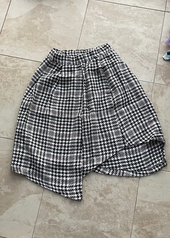 Gri Pilili Mini kadın Etek