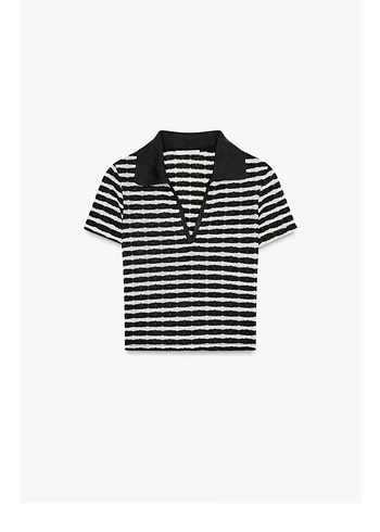 Zara Zebra Desenli V Yaka Mini Kadın Tişört