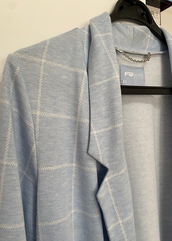 Mavi Kareli Düğmeli Kadın Blazer Ceket - Görsel 4