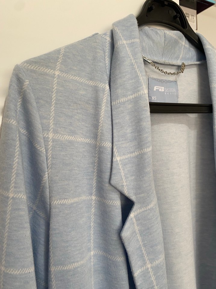 Mavi Kareli Düğmeli Kadın Blazer Ceket - Görsel 4