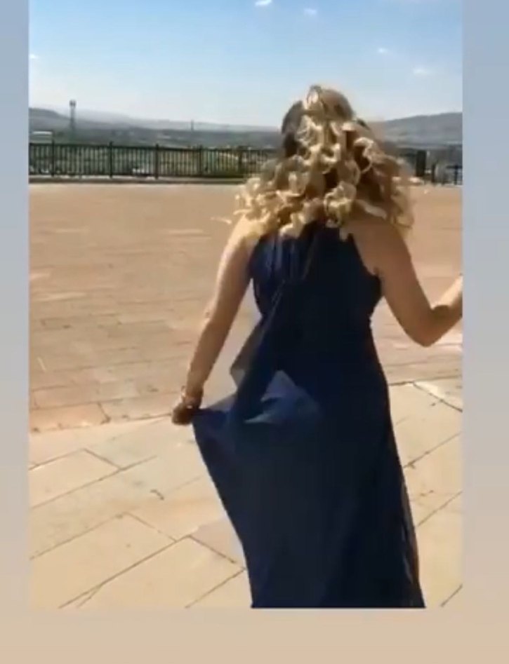 Lacivert Drapeli Uzun Abiye Elbise - Görsel 4