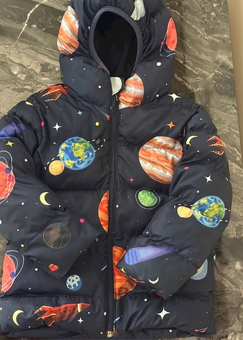 Kapüşonlu Uzay Desenli Erkek Çocuk Mont - Görsel 2
