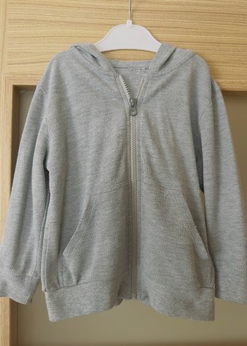 Gri Kapüşonlu Fermuarlı Erkek Çocuk Sweatshirt - Görsel 3