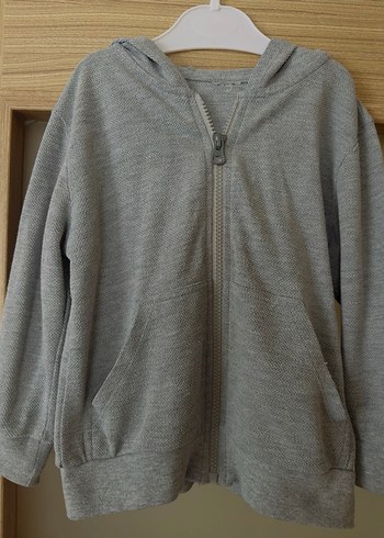 Gri Kapüşonlu Fermuarlı Erkek Çocuk Sweatshirt - Görsel 2