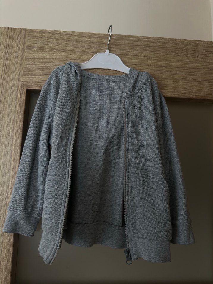 Gri Kapüşonlu Fermuarlı Erkek Çocuk Sweatshirt - Görsel 4