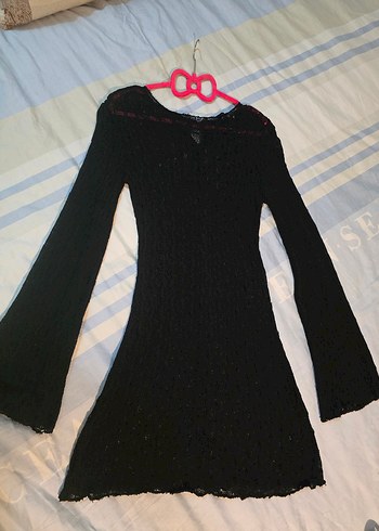 Uzun Kollu Siyah Triko Kadın Elbise - Görsel 3