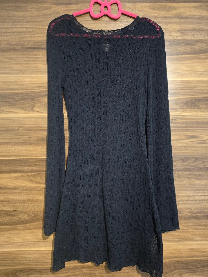 Uzun Kollu Siyah Triko Kadın Elbise - Görsel 2