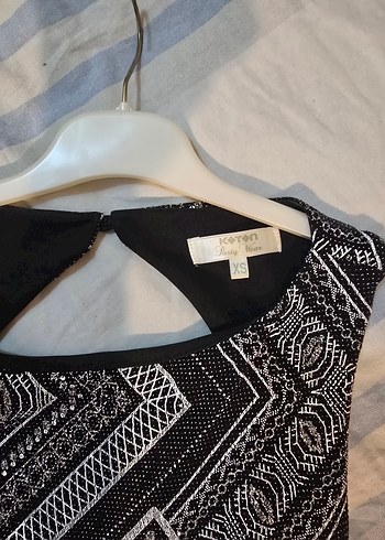 Bohem Gri Desenli diz üstü Kalem Elbise - Görsel 4