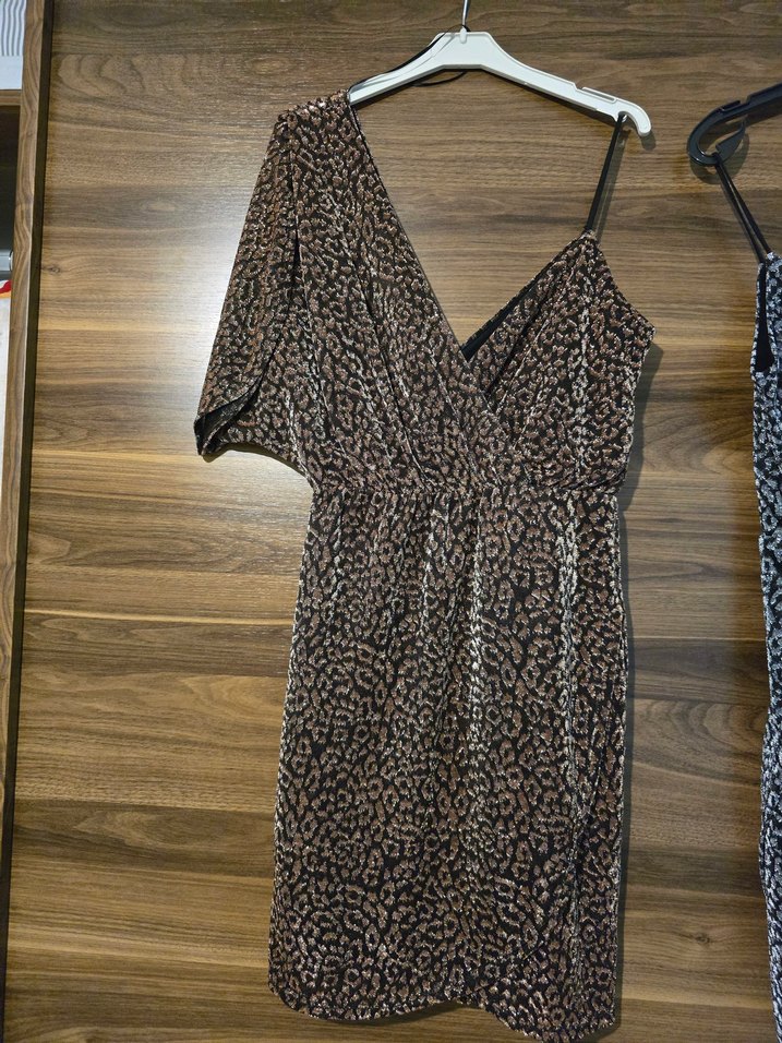 Leopar Desenli Gri Mini Elbise - Görsel 4