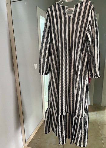 Çizgili Kadın Uzun Elbise - Görsel 3