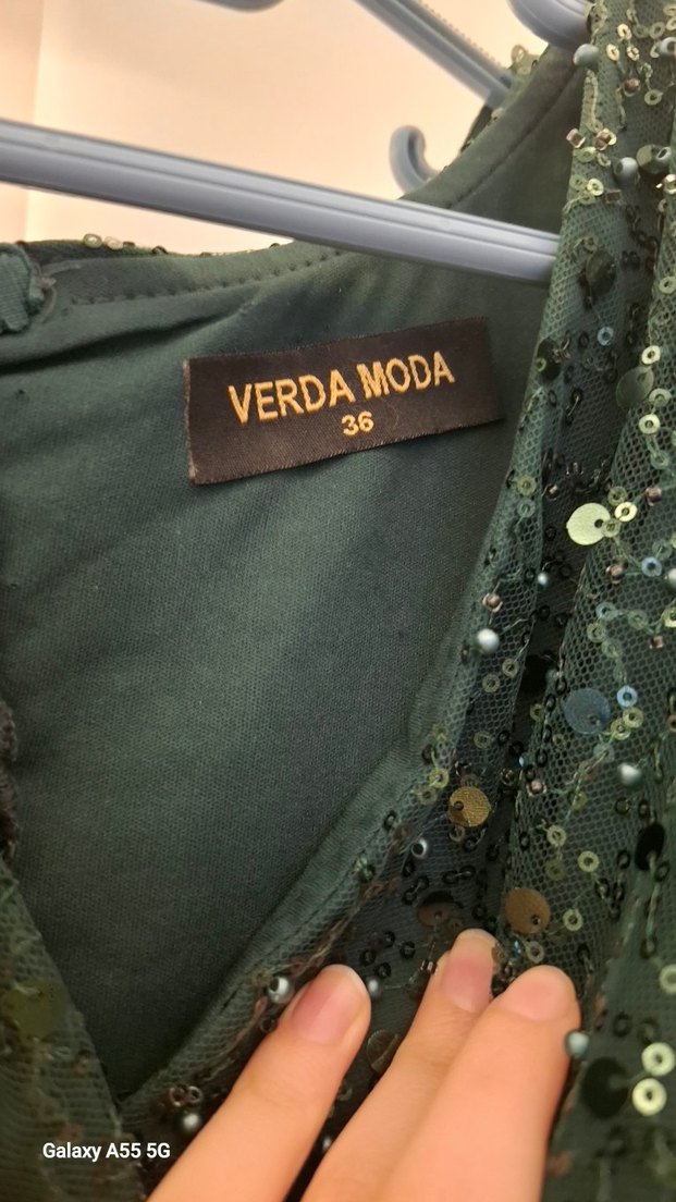 Yeşil Payetli Uzun Abiye Elbise - Görsel 3