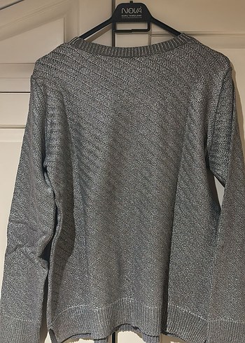 Stradivarius Silver Triko Kazak - Görsel 4