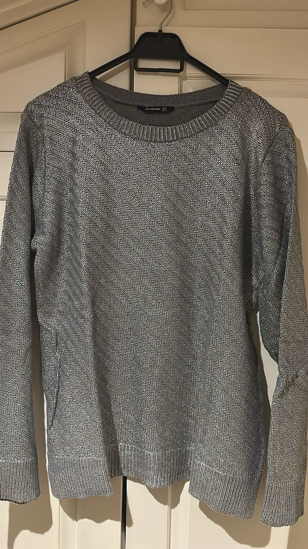 Stradivarius Silver Triko Kazak - Görsel 3