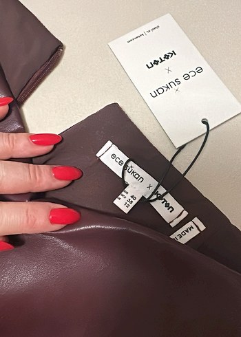 Koton Bordo Mini Etek - Görsel 3