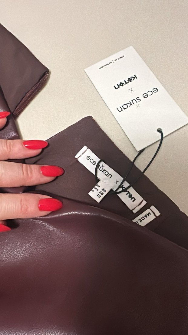 Koton Bordo Mini Etek - Görsel 3