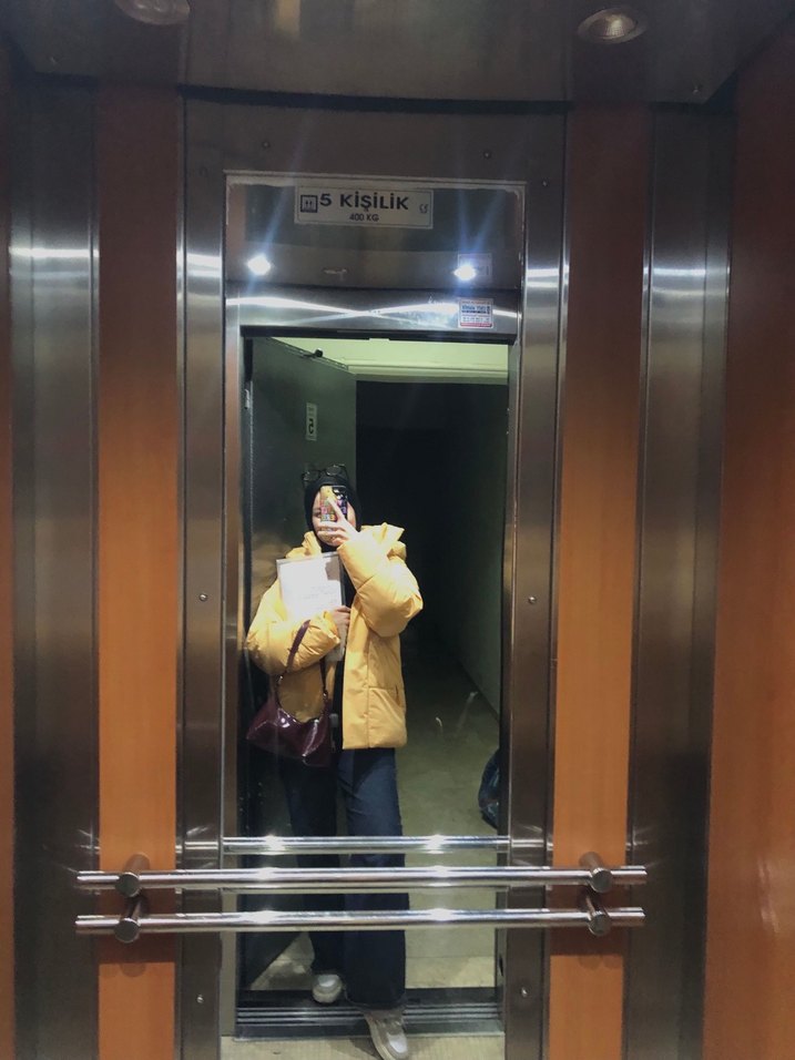 Turuncu Düğmeli Midi Kadın Kışlık Mont - Görsel 2