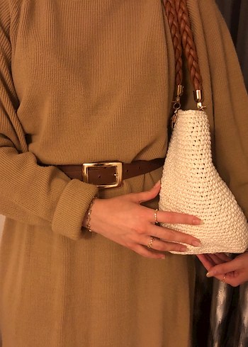 Bej Örgü Kadın Çanta - Görsel 2