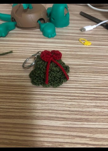 Püsküllü Yeşil Bohem Anahtarlık - Görsel 2