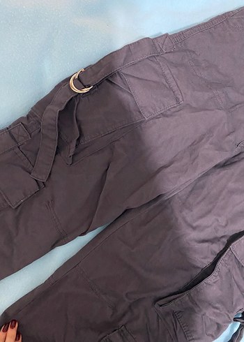 Gri Bel Detaylı Gevşek Kesim Kadın Kot Pantolon - Görsel 4