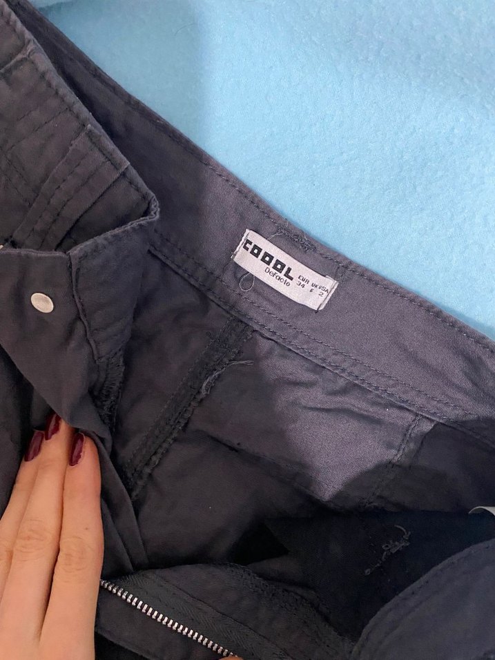 Gri Bel Detaylı Gevşek Kesim Kadın Kot Pantolon - Görsel 2