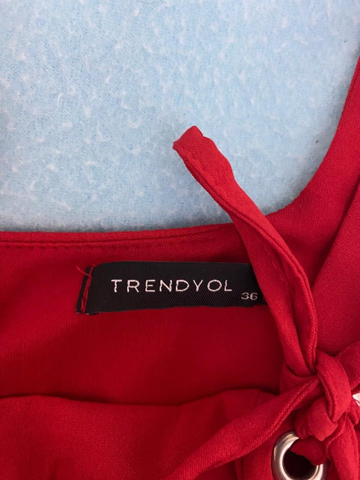 Kırmızı Süet Mini Strappy Büstiyer - Görsel 2