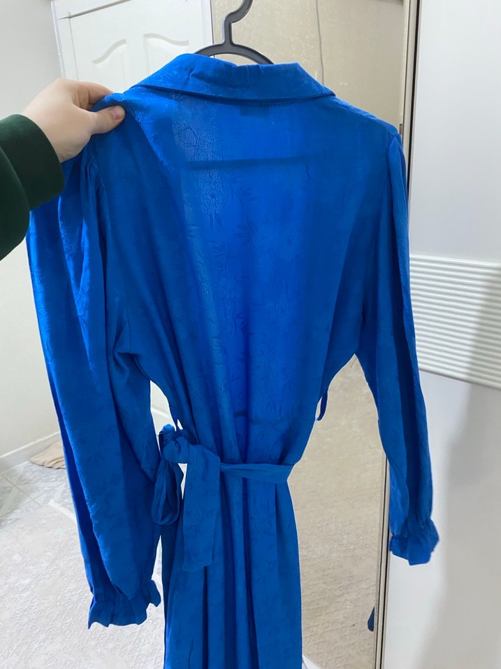 Parlak Mavi Midi Hemşirelik Sabahlığı - Görsel 2