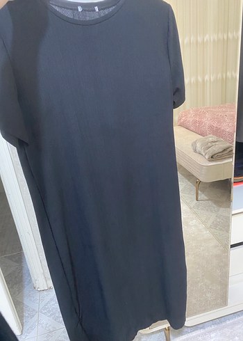 Siyah Kadın Keten Kısa Kollu Tişört - Görsel 3