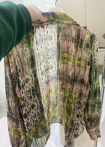 Yeşil Yılan Desenli Bohem Hamile Bluzu - Görsel 2