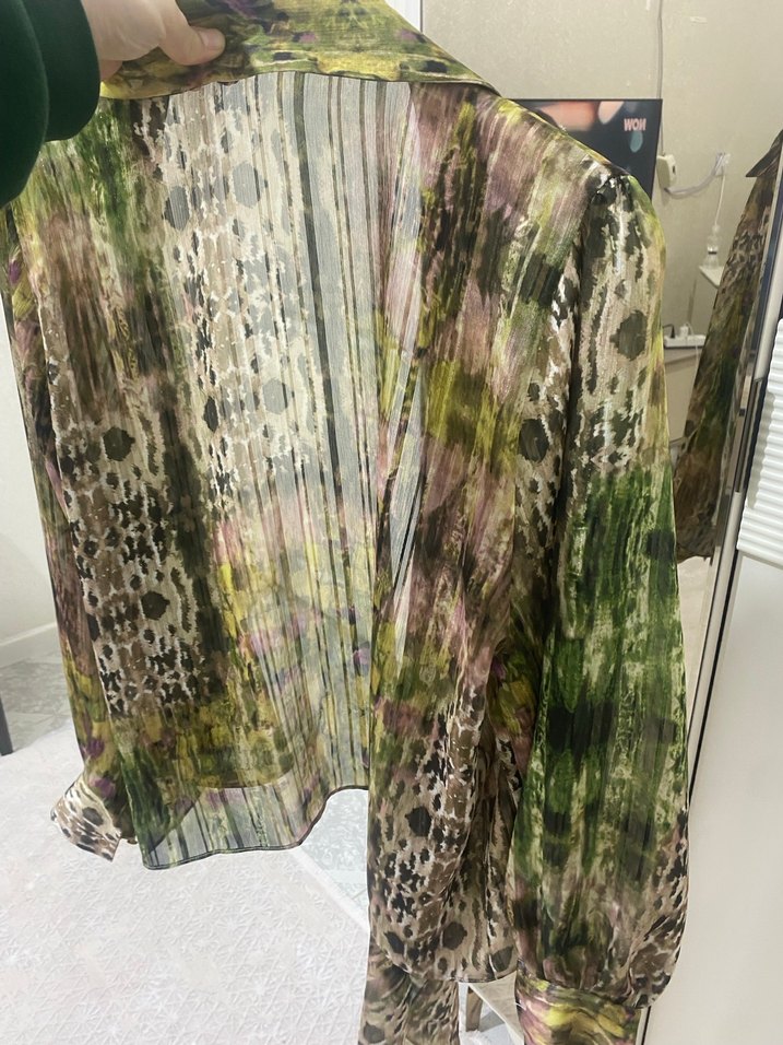 Yeşil Yılan Desenli Bohem Hamile Bluzu - Görsel 3