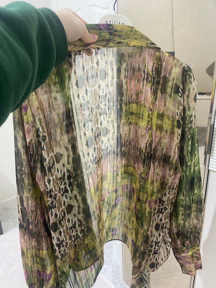 Yeşil Yılan Desenli Bohem Hamile Bluzu - Görsel 2