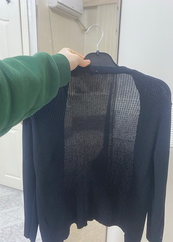 Siyah Kadın Triko Uzun Kollu Hırka - Görsel 2