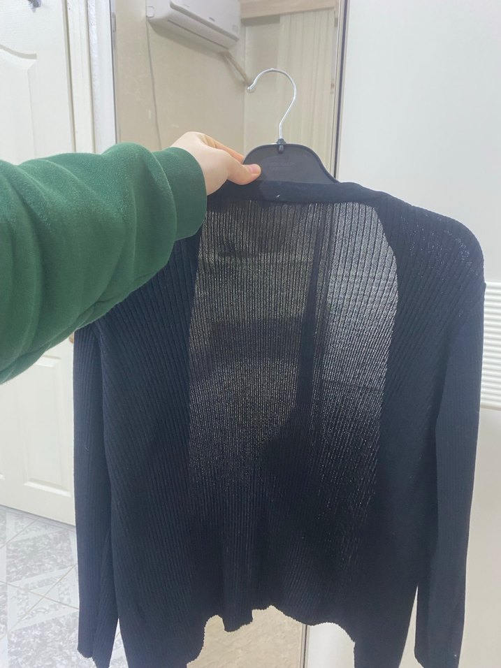 Siyah Kadın Triko Uzun Kollu Hırka - Görsel 2