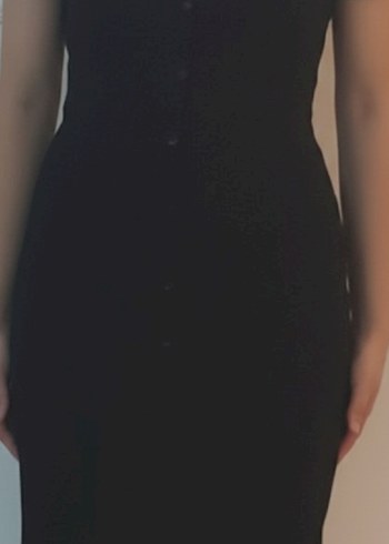 Düğmeli siyah polo yaka LCW kadın elbise midi boy - Görsel 2