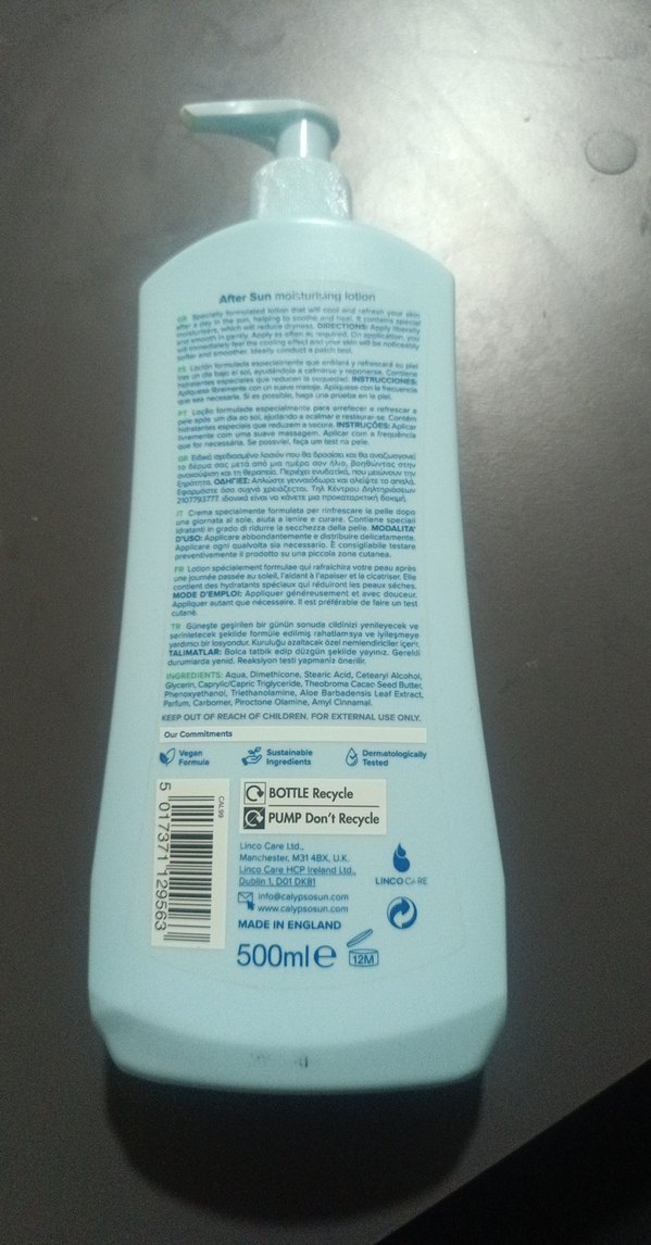 Calypso Aloe Vera İçeren Güneş Sonrası Losyon 500ml - Görsel 2