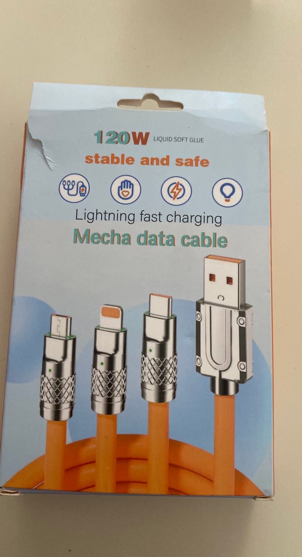 3'ü 1 Arada Evrensel 120W Süper Hızlı Şarj Kablosu - Görsel 2