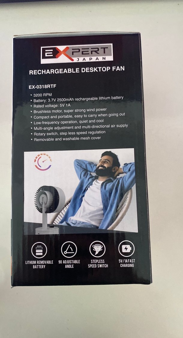 Expert Japon Şarj Edilebilir Masaüstü Vantilatör 5 İnç - Görsel 2