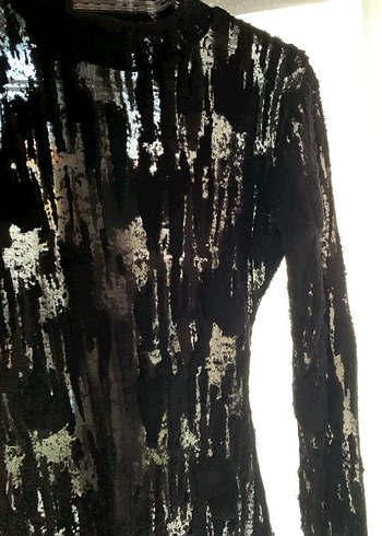 Siyah Yüksek Yakalı Uzun Kollu Triko Bluz - Görsel 4