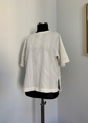 Bağcıklı Keten Bluz - Görsel 4