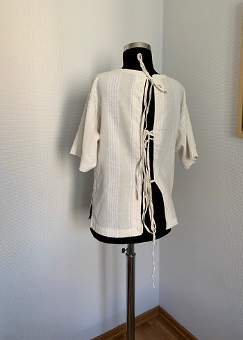 Bağcıklı Keten Bluz - Görsel 6