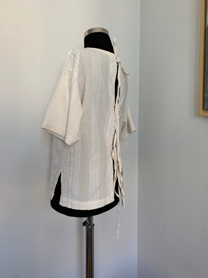 Bağcıklı Keten Bluz - Görsel 5