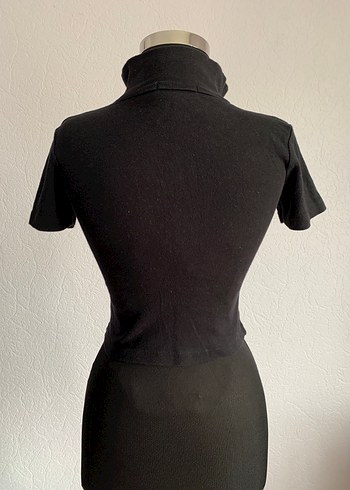 Fermuarlı Yüksek Yakalı Crop Top - Görsel 3