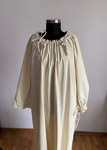 Bej Keten Elbise - Görsel 2