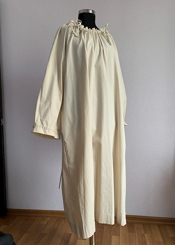 Bej Keten Elbise - Görsel 3